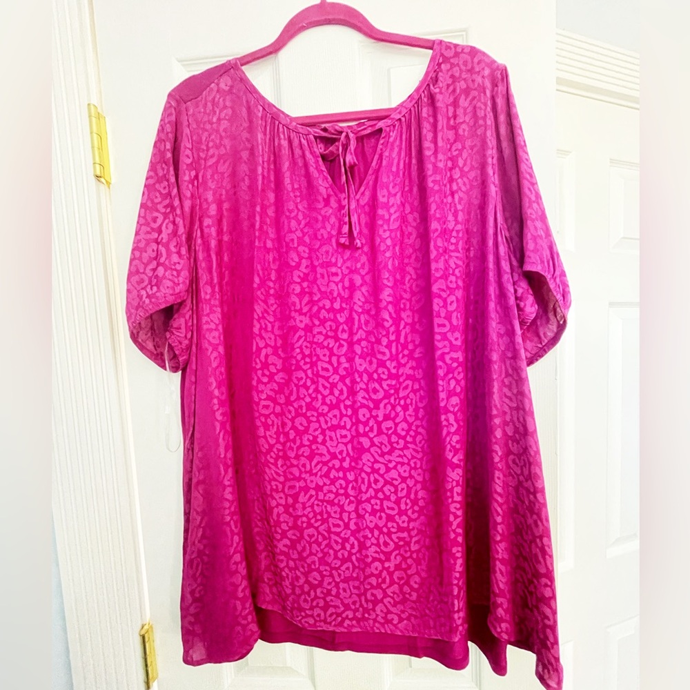 NWT Lane Bryant Swing Tee Purple Plum Color Keyhole Top Shirt Size 22/24 2X $50
